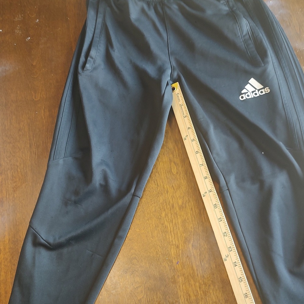 Adidas Tiro Training Pants Mens Small Black Good Tapered Leg Zip Pockets Stripe